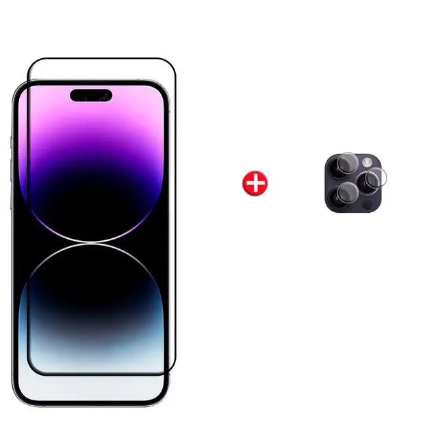 Film de protection d'écran en verre pour iPhone, Film de téléphone 6 en 1 pour iPhone 15 Pro Max, 14