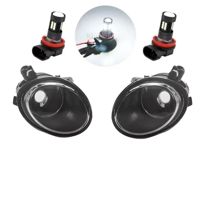 Feu Antibrouillard pour BMW, Accessoire Noir Brillant avec Couvercle de Phare, Cadre de Calandre LED