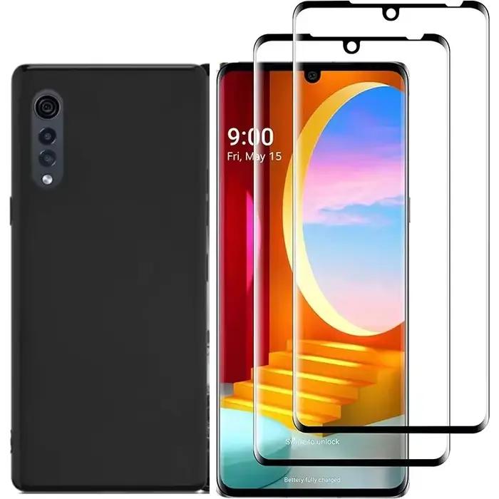 2 pièces couverture complète verre trempé incurvé pour LG velours LG G9 LM-G900N LM-G900EM 5G protec
