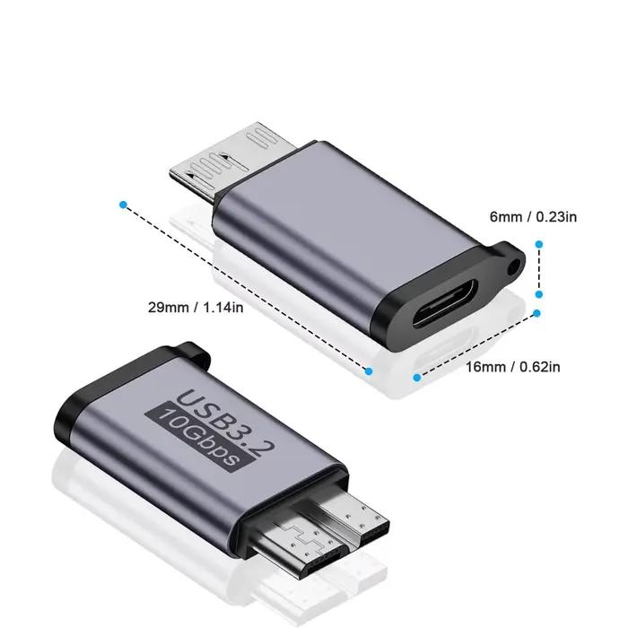 Adaptateur USB C vers Micro B 10Gbps Micro B vers USB C 3.2 Type C femelle vers Micro B mâle, câble 
