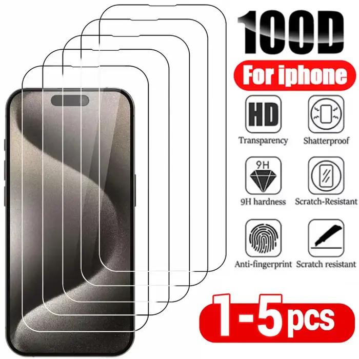 1-5 pièces verre trempé pour IPhone 16 15 14 13 12 11 Pro Max protecteur d'écran pour IPhone 7 8 14 