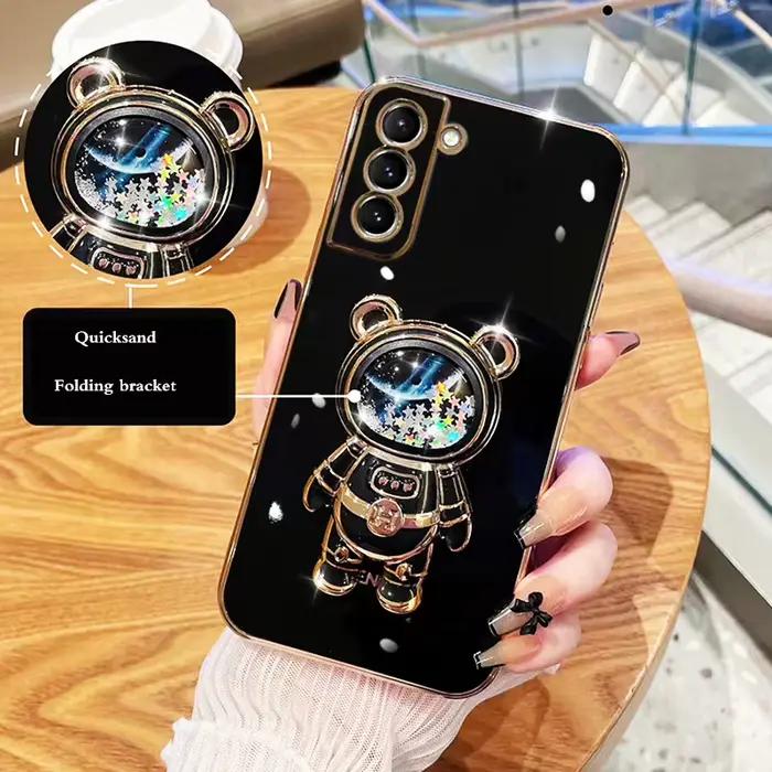 Coque de téléphone plaquée avec support d'astronaute, ours spatial, pour Samsung Galaxy A55 A35 A34 