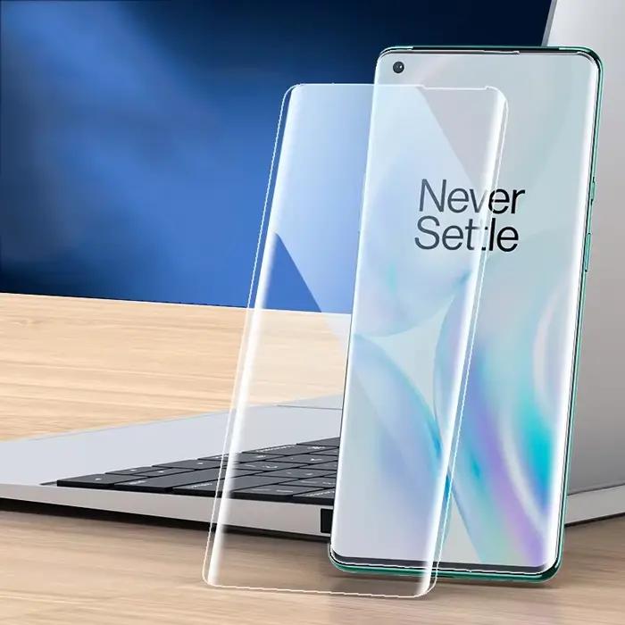 Exunton-Protecteur d'écran incurvé 3D pour OnePlus, Film de protection avant, Colle complète UV, Ver