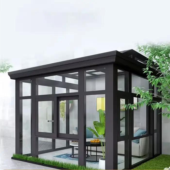 Design moderne autoportant en aluminium verre trempé conservatoire préfabriqué hiver jardin salles d