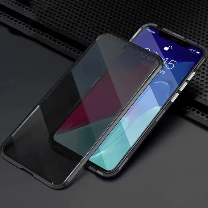 Étui de téléphone magnétique à double verre anti-espionnage à protection intégrale 360° pour Samsung