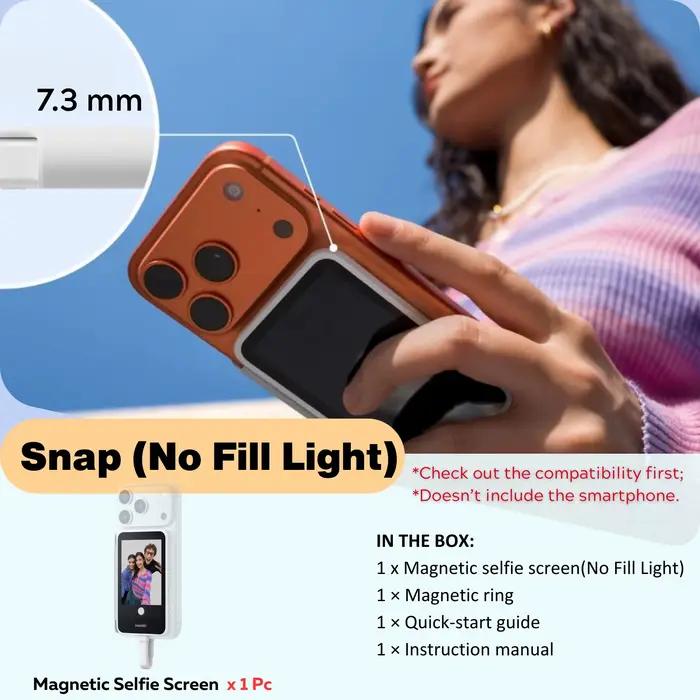 Écran Selfie Magnétique Insta360 Snap pour Smartphone, Moniteur Vlog, Affichage Caméra Arrière USB-C
