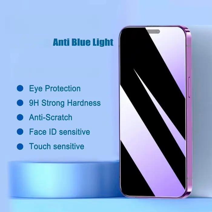 Lot de 3 films de protection en verre trempé anti-lumière bleue à couverture intégrale pour iPhone 17 Pro Max / 17 Air / 17 Pro / 17, protection oculaire anti-lumière bleue