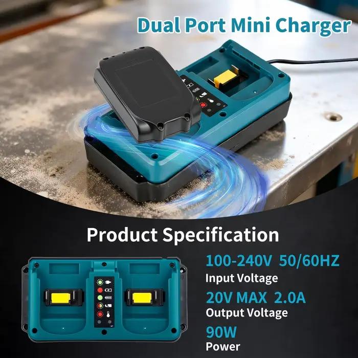 Station de charge double port pour batterie au lithium Makita 18V LXT, chargeur rapide portable DC18RD pour BL1830 BL1860B BL1850B BL1430