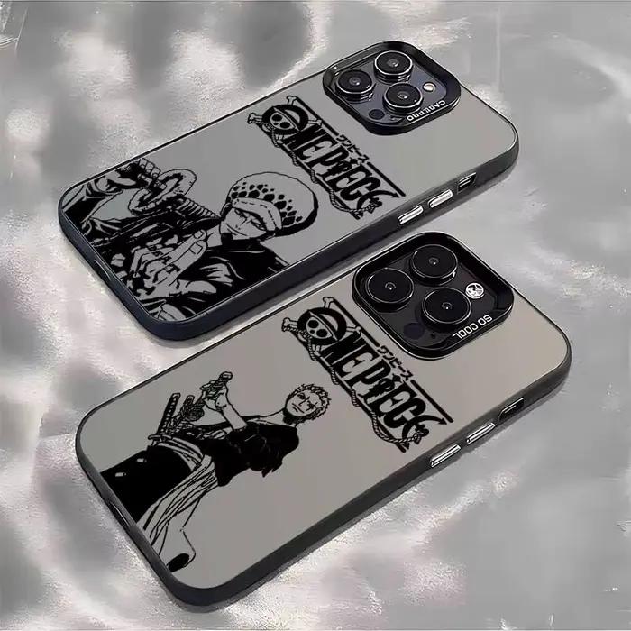 Coque de téléphone colorée One Piece équipe du chapeau de paille pour Samsung modèles variés en ABS bois cuir cuir véritable EVA ocassions spéciales