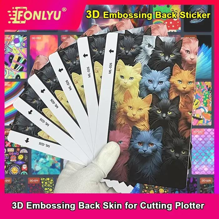 FONLYU 50pcs 3D Relief téléphone arrière peau autocollant Micas gaufrage impression