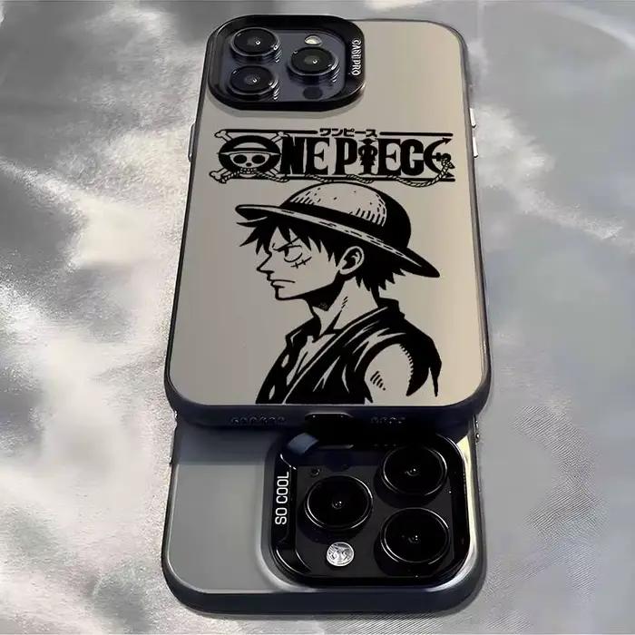 Coque de téléphone colorée One Piece équipe du chapeau de paille pour Samsung modèles variés en ABS bois cuir cuir véritable EVA ocassions spéciales