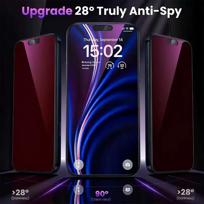 NNBILI Lot de 2 films de protection d'écran anti-espion - Dégradé violet anti-lumière bleue