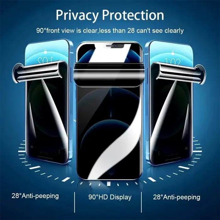 Lot de 3 films hydrogel anti-espion pour iPhone 17 16 15 14 13 12 11 Pro Max
