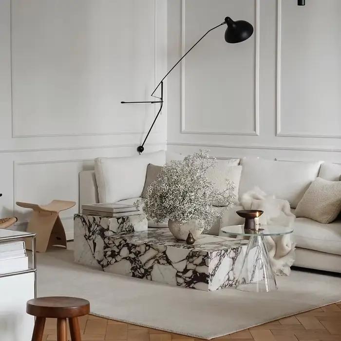 Table basse rectangulaire unique, design italien de luxe, grande table basse moderne en marbre, meubles de salon