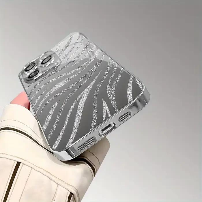 Étui de téléphone électro-plaqué à motif rayures zèbre scintillantes pour Samsung Galaxy S25 S24 S23 Ultra Plus FE