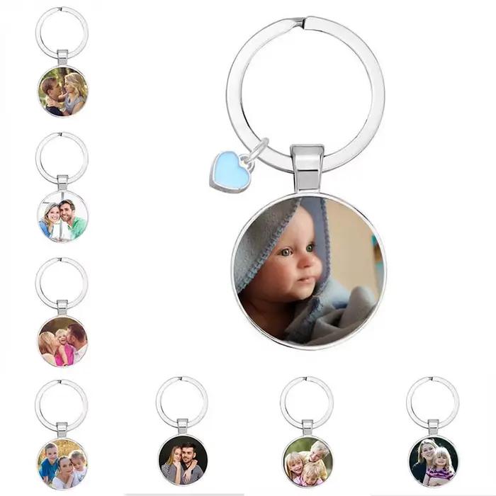 Porte-clés personnalisé avec photo de votre bébé, enfant, colonne vertébrale, papa, grand-parent aimé, cadeau pour membre de la famille