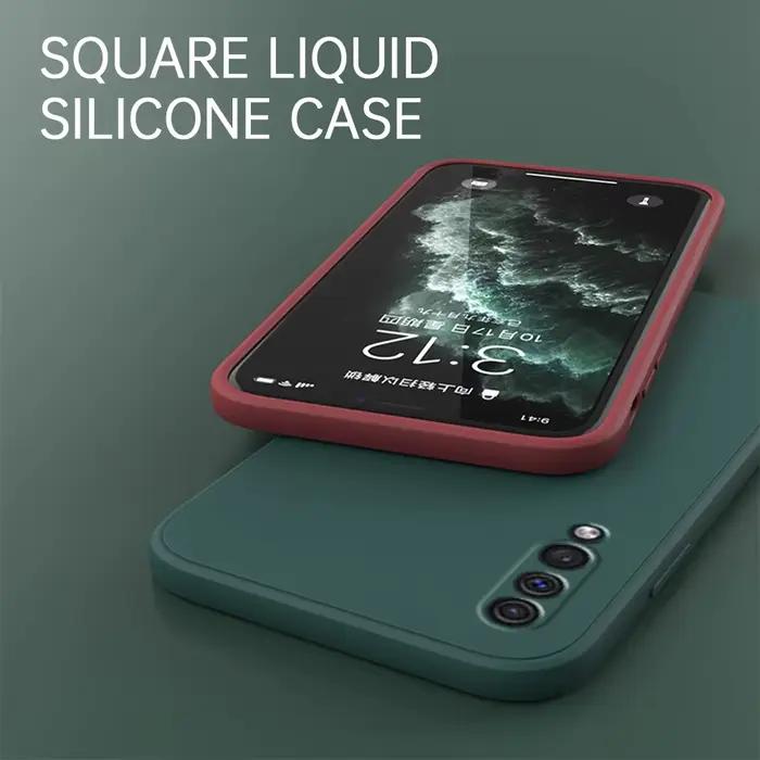 Coque de téléphone carrée Funda pour Samsung Galaxy A30S A50 A50S, étui de protection arrière en Silicone liquide Fundas pour appareil photo
