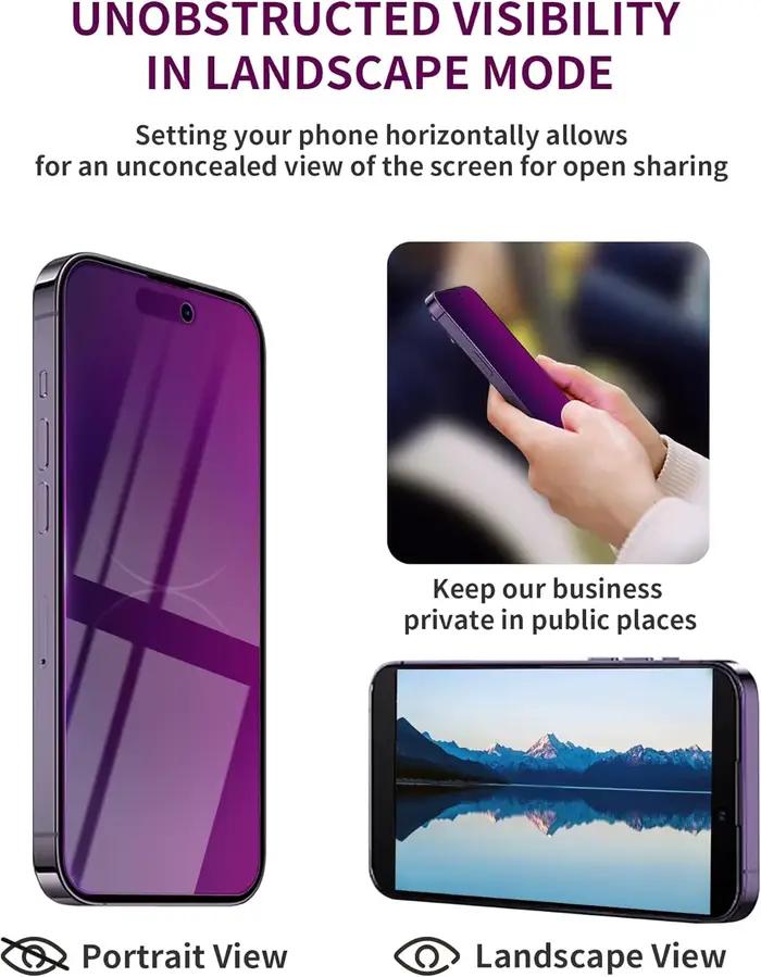 Protecteur d'écran de confidentialité anti-rayon bleu anti-espion pour iPhone 16 15 14 13 12 Pro Max verre trempé design moderne protection personnelle