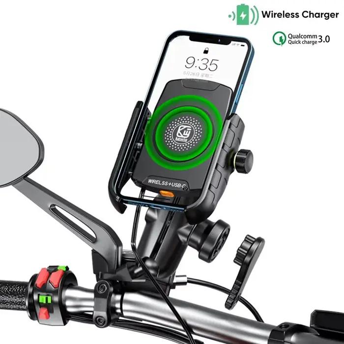Support de téléphone pour moto avec chargeur sans fil 15W, charge rapide USB-C 20W, résistant à l'eau, adapté pour 4-7 pouces, idéal pour motards et cyclistes, occasion spéciale