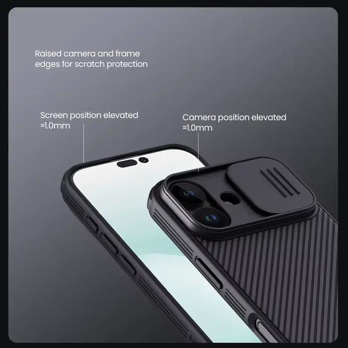 NILLKIN Coque pour iPhone 17 Pro Max 16 Plus 15 14 13 12 Air, Coque CamShield avec Protection de l’Objectif