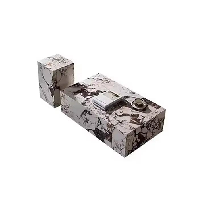 Table basse rectangulaire unique, design italien de luxe, grande table basse moderne en marbre, meubles de salon