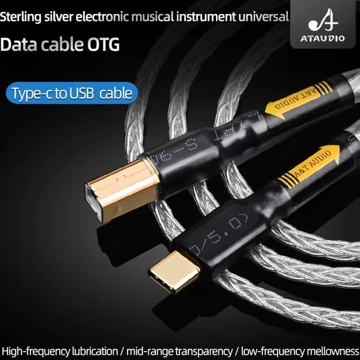 ATAUDIO câble audio USB Hifi câble de Type C à Type B câble de haute qualité prise plaquée or câble Audio Hifi USB OTG