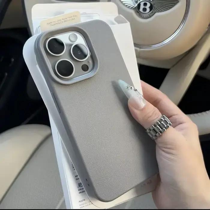 Coque de téléphone de luxe en cuir souple mat