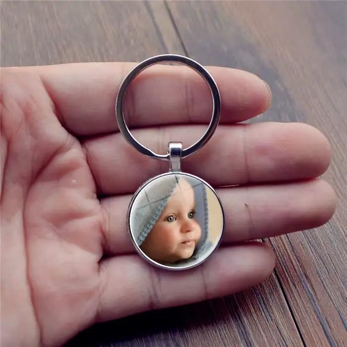 Porte-clés personnalisé avec photo de votre bébé, enfant, colonne vertébrale, papa, grand-parent aimé, cadeau pour membre de la famille