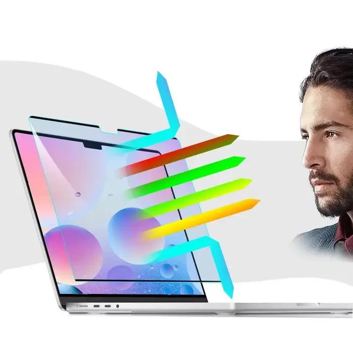 Ecran protecteur anti-lumière bleue pour Macbook Air 13.3 13.6 15 Pro 14 16 avec protection oculaire magnétique et surface mate anti-éblouissement pour PC et ordinateur portable