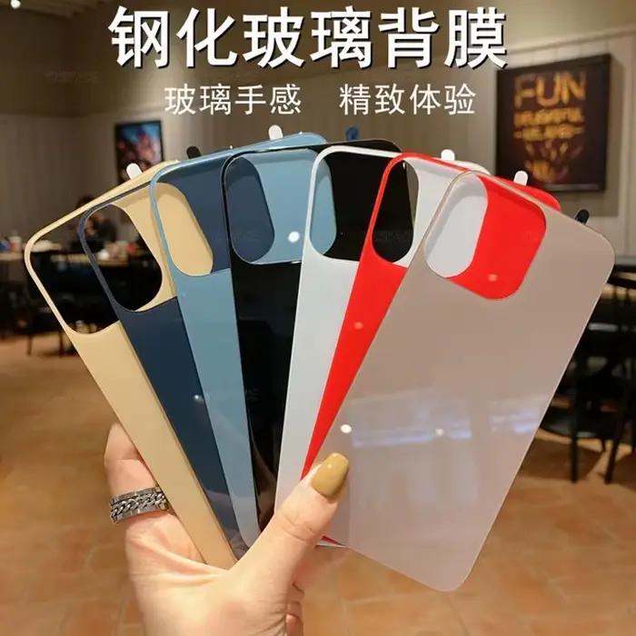 2 pièces 6 couleurs noir Sierra bleu dos 9H verre trempé pour iPhone 15 14 Plus 12 mini 13 11 Pro Max Film de protection d'écran arrière