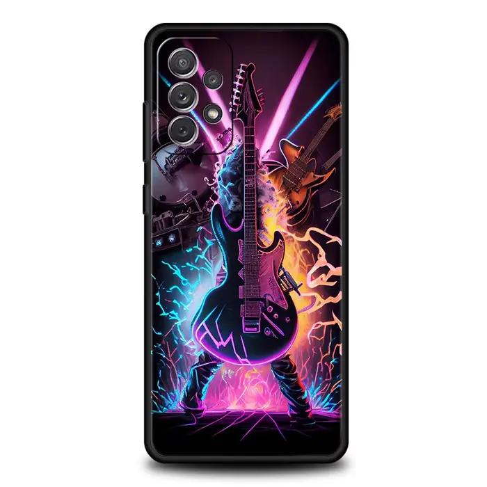 Coque de téléphone pour Samsung avec design de guitare et touches musicales, étui souple à moitié enveloppé pour Galaxy A14 A54 A34 A51 A71 A72 A73 A32 A52 A52S A01 A11 A21S A31 A41 5G