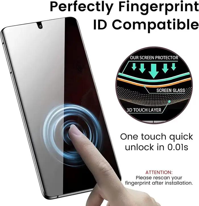 Film en verre trempé anti-espion pour Samsung Galaxy S24/S25 avec cadre facile à installer pour une utilisation privée sans inquiétude