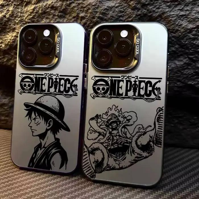 Coque de téléphone colorée One Piece équipe du chapeau de paille pour Samsung modèles variés en ABS bois cuir cuir véritable EVA ocassions spéciales