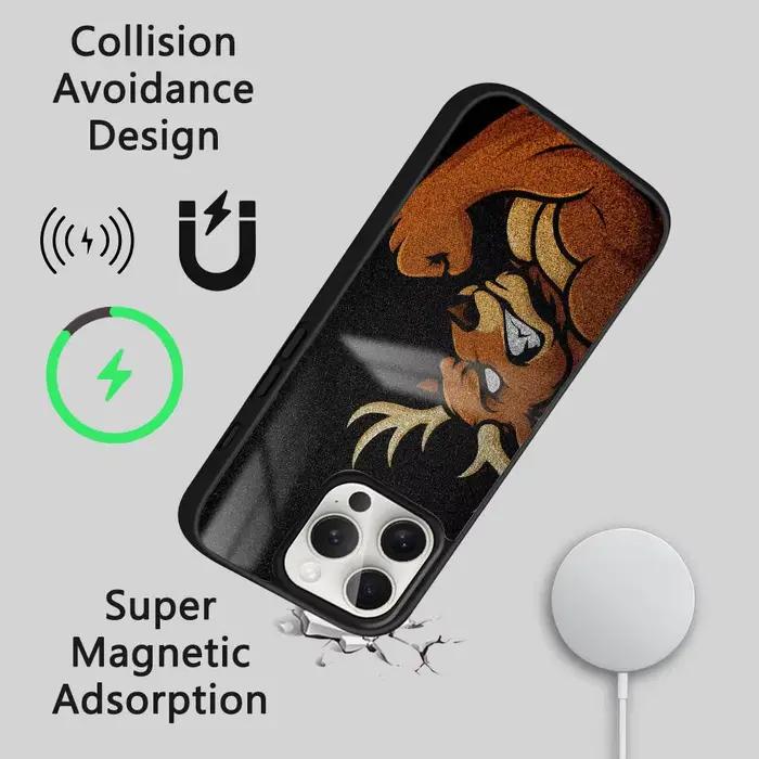 Coque de téléphone avec animaux amusants, élan, rhinocéros, pour iPhone 16 15 14 13 12 11 Pro Max Plus, Mini miroir Magsafe, couverture magnétique sans fil