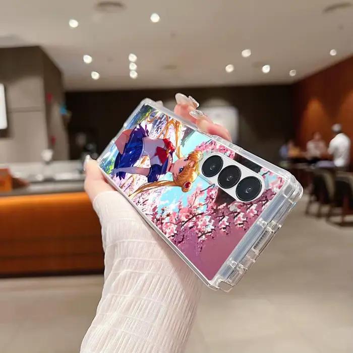 Coque de téléphone transparente souple pour Samsung Galaxy Z Fold 7 6 5 4 3 ZFold4 ZFold6 ZFold3 ZFold5 ZFold7 S-Sailor-Moons Sakura