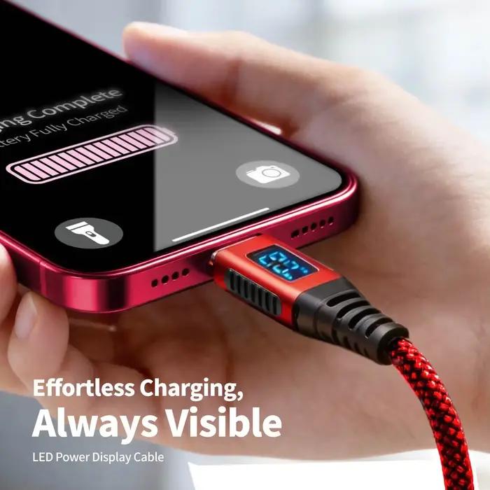 Câble de chargeur iPhone 6FT [certifié MFi] USB C vers Lightning, nylon tressé, charge rapide pour iPhone 14/13/12/11/SE/X/iPad - Rouge