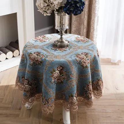 Nappe de table ronde de style européen, grille de table à manger de ménage d'art de tissu, grande co