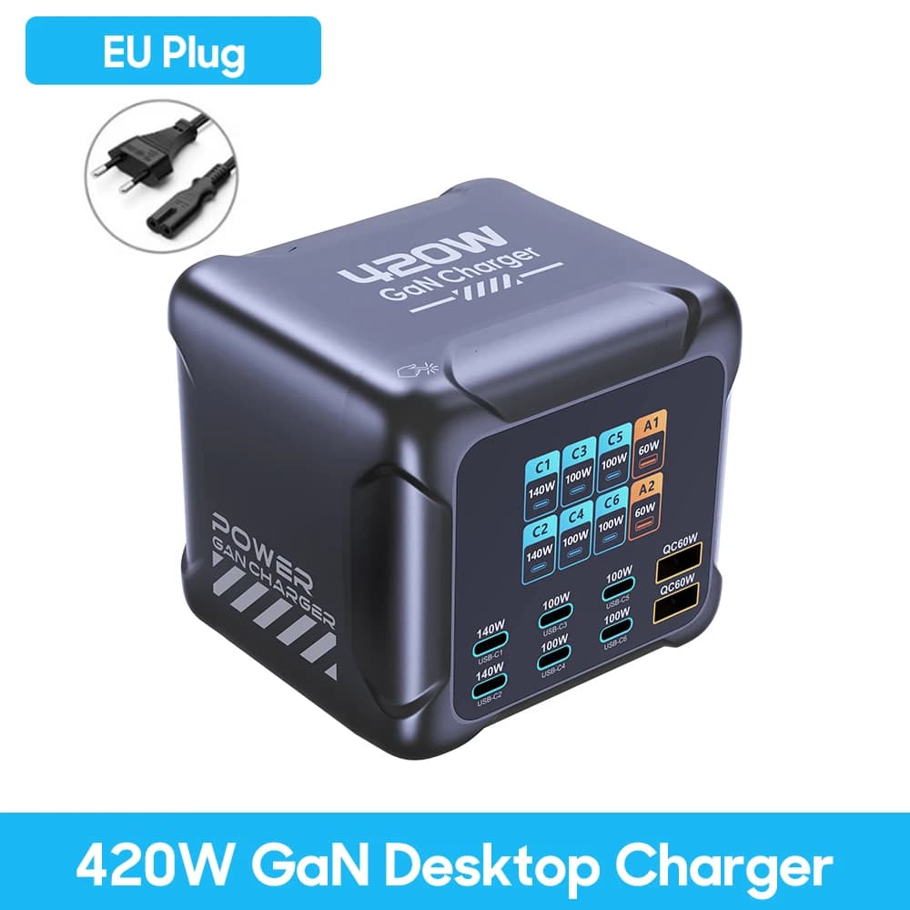 Ubigbuy 420W GaN chargeur PPS PD3.1 140W USB Type C chargeur affichage numérique Station de charge r