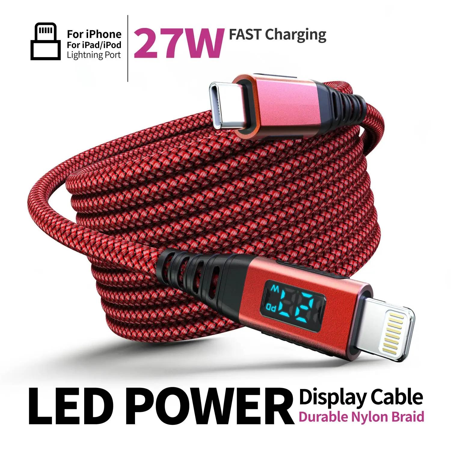 Câble de chargeur iPhone 6FT [certifié MFi] USB C vers Lightning, nylon tressé, charge rapide pour i