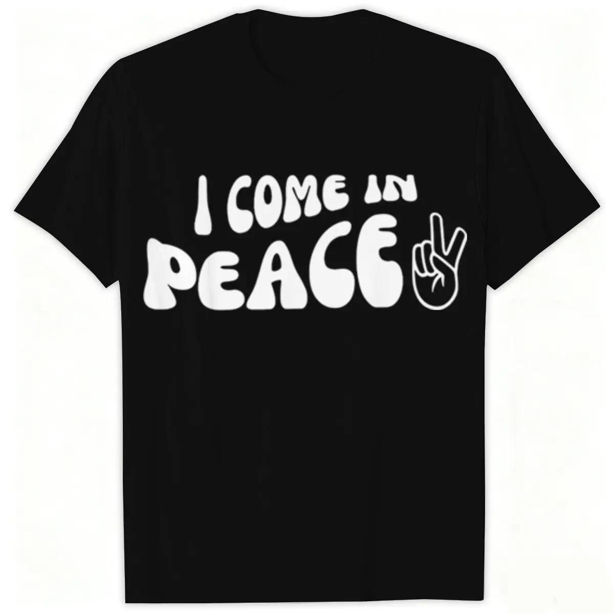 T-shirts de couple imprimés « Peace/I Come in Peace », motif lettres amusantes, pour femmes et homme