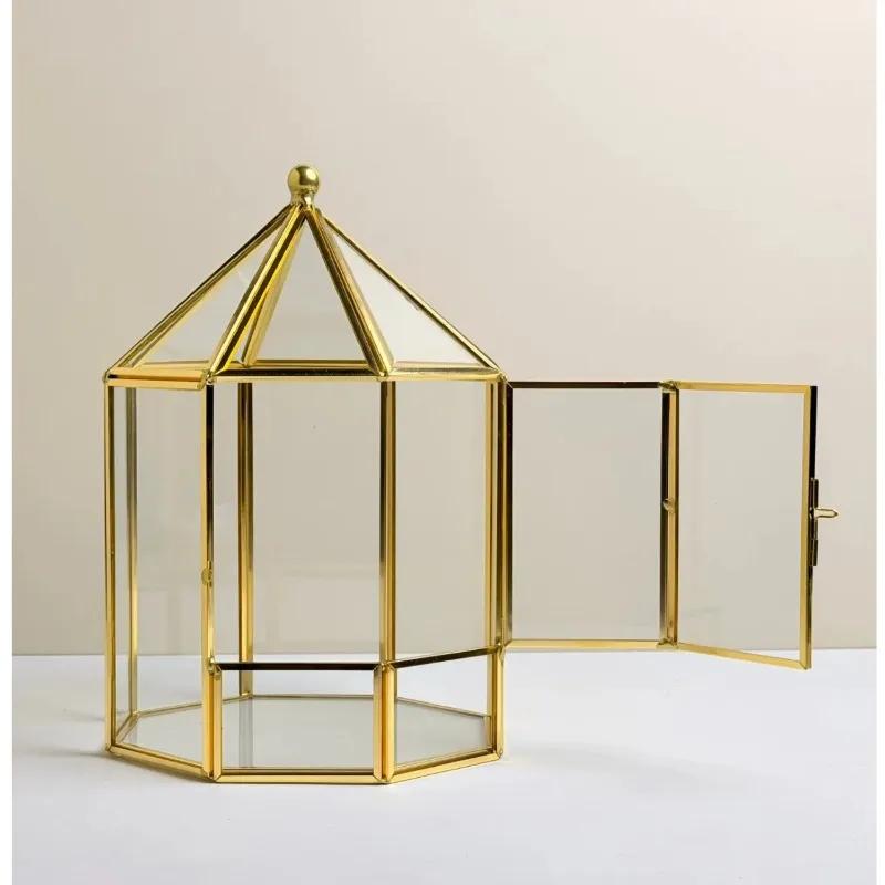 Vase Terrarium Géométrique en Verre Fait Main avec Fenêtre, Miniature de Serre en Verre pour Plantes