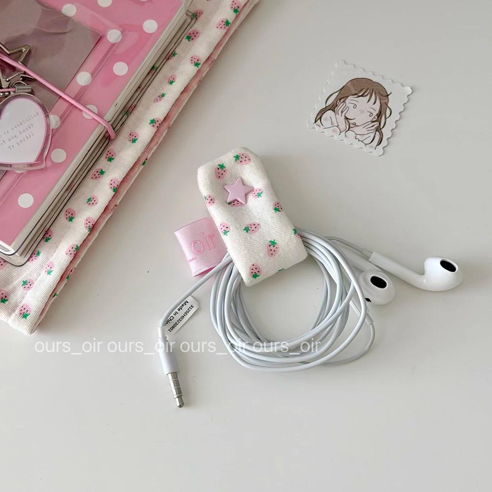 Organisateur de câbles créatif en forme d'étoile fraise, en coton tricoté, nouveau style INS, pour c
