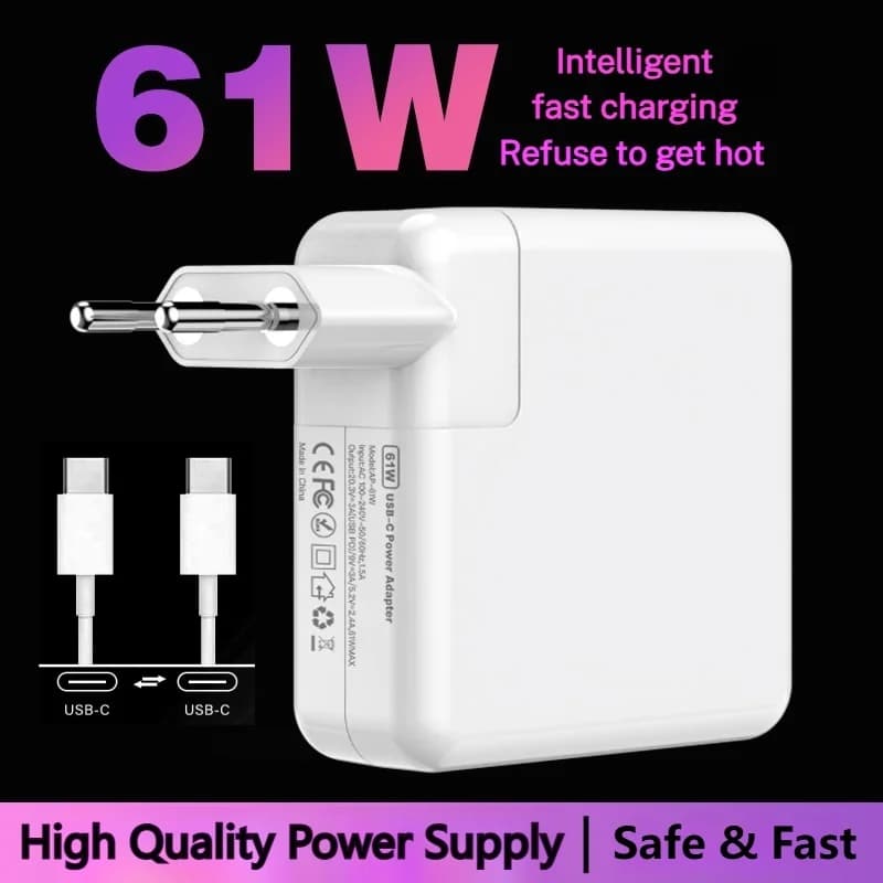 Chargeur pour ordinateur portable MacBook USB-C (type-c), 61W, pour Macbook Air A2337 Macbook Pro A2
