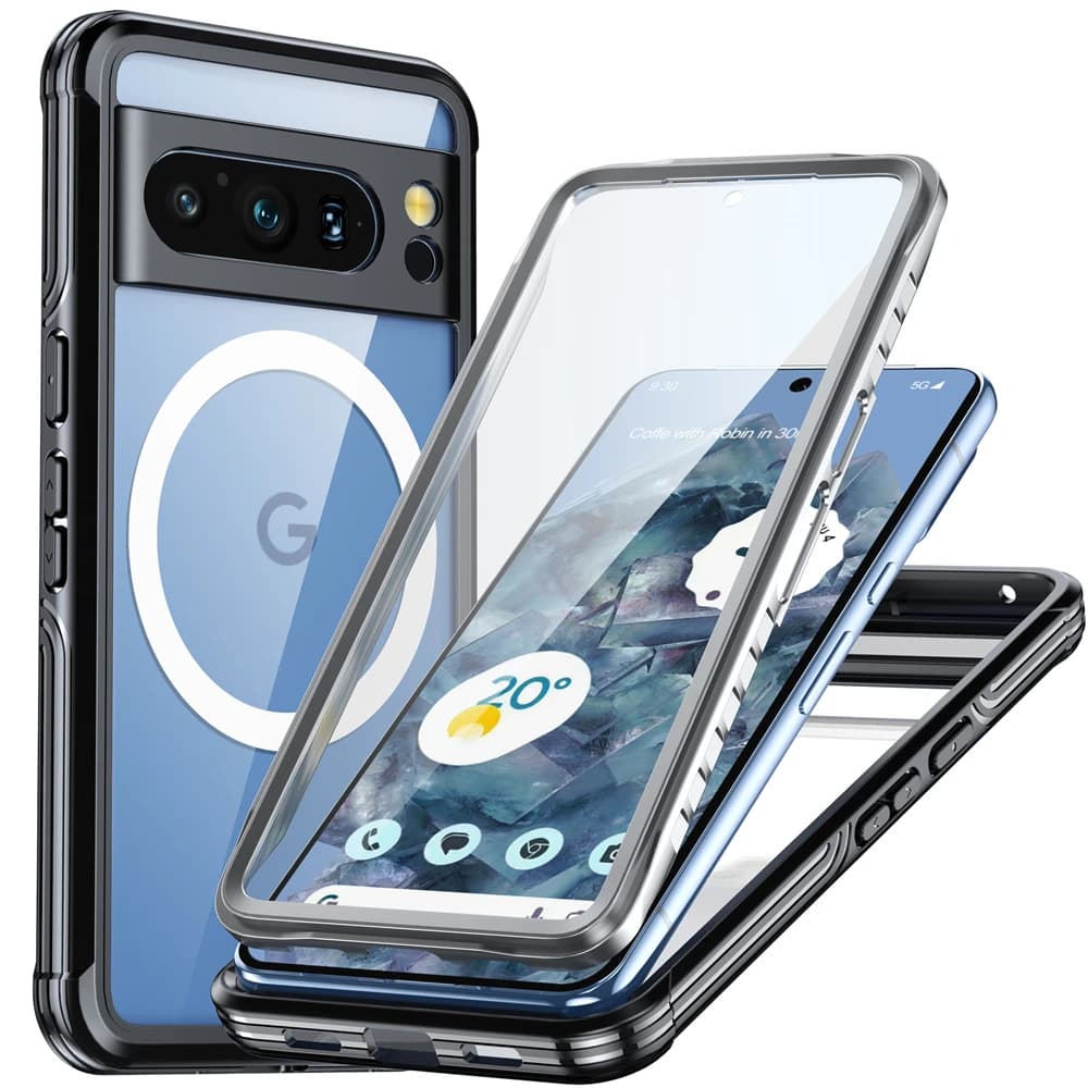 Étui transparent à double protection pour Google Pixel 9 Pro 8 Pro, chargement sans fil, film d'écra