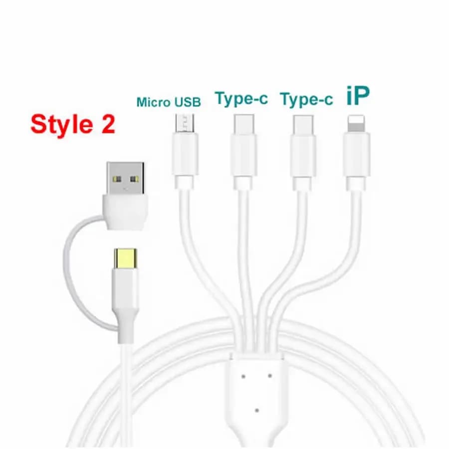 Câble de charge multi-prise 4 en 2, USB et Type C vers Type C / Micro USB / Câble de charge pour iPh