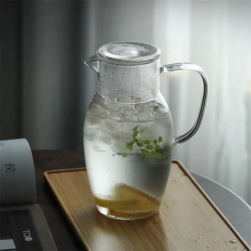Pichet à jus de fruit en verre résistant à la chaleur, grande capacité japonaise, motif marteau, bou