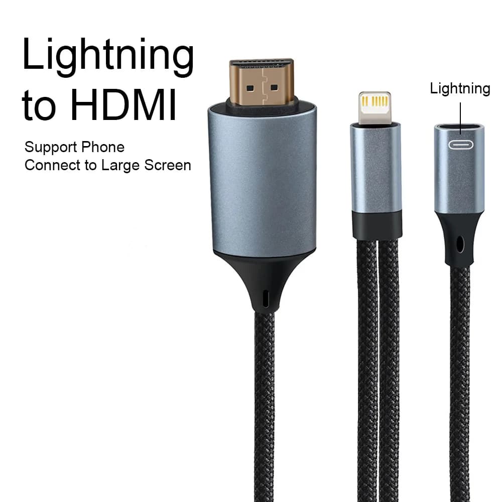Câble Lightning vers HDMI pour iPhone vers TV Affichage HD 1080P avec port de charge pour iPhone 14