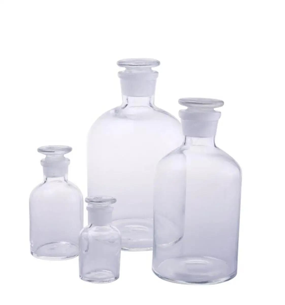 Bouteille de réactif en verre, bouchon en verre moulu, bouche étroite transparente de 30ml/60ml/125m