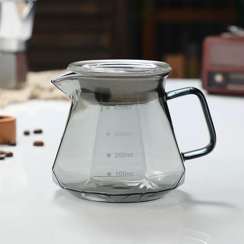 Carafe à café en verre au Design de mode en diamant, serveur à café en verre pour cafetière goutte à