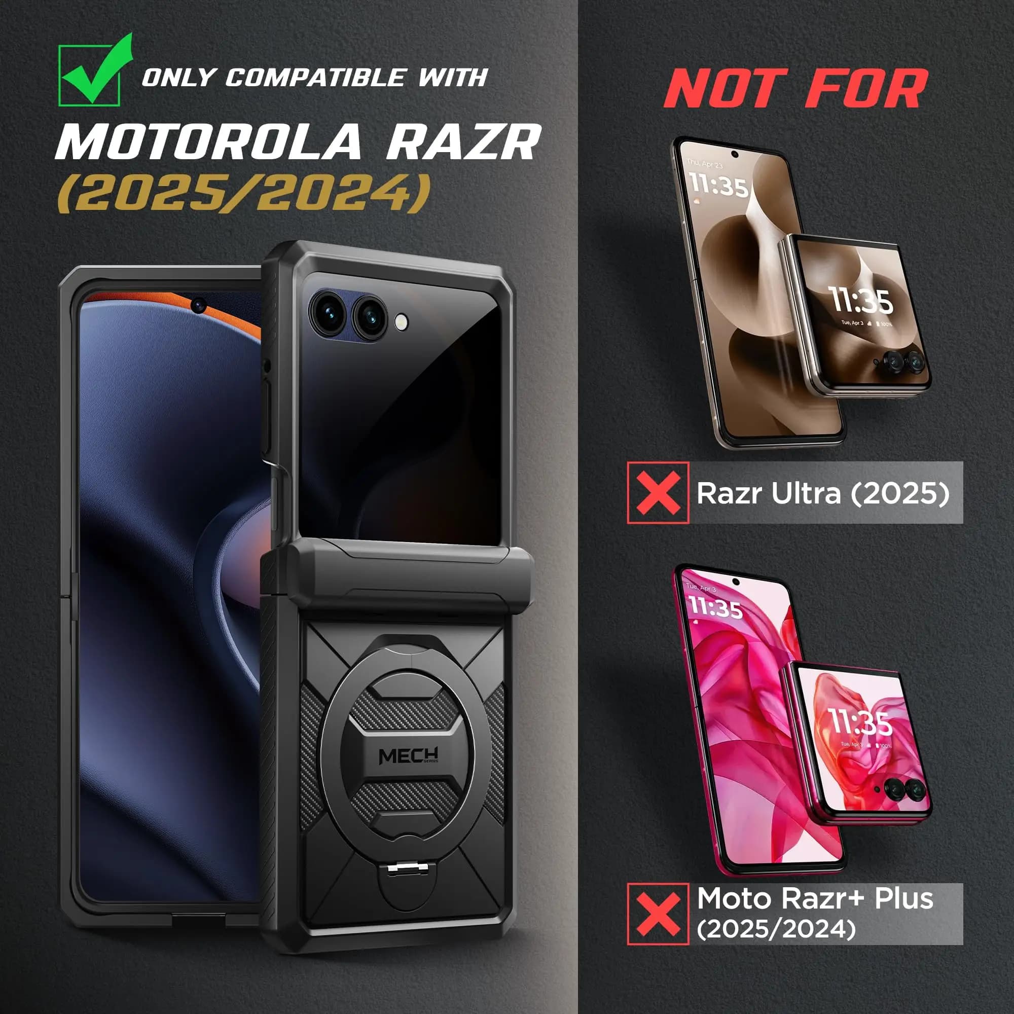 TONGATE pour Motorola Razr 2025 Case/Razr 2024 Case avec protecteur d'écran de confidentialité avec 360 ° Protection de